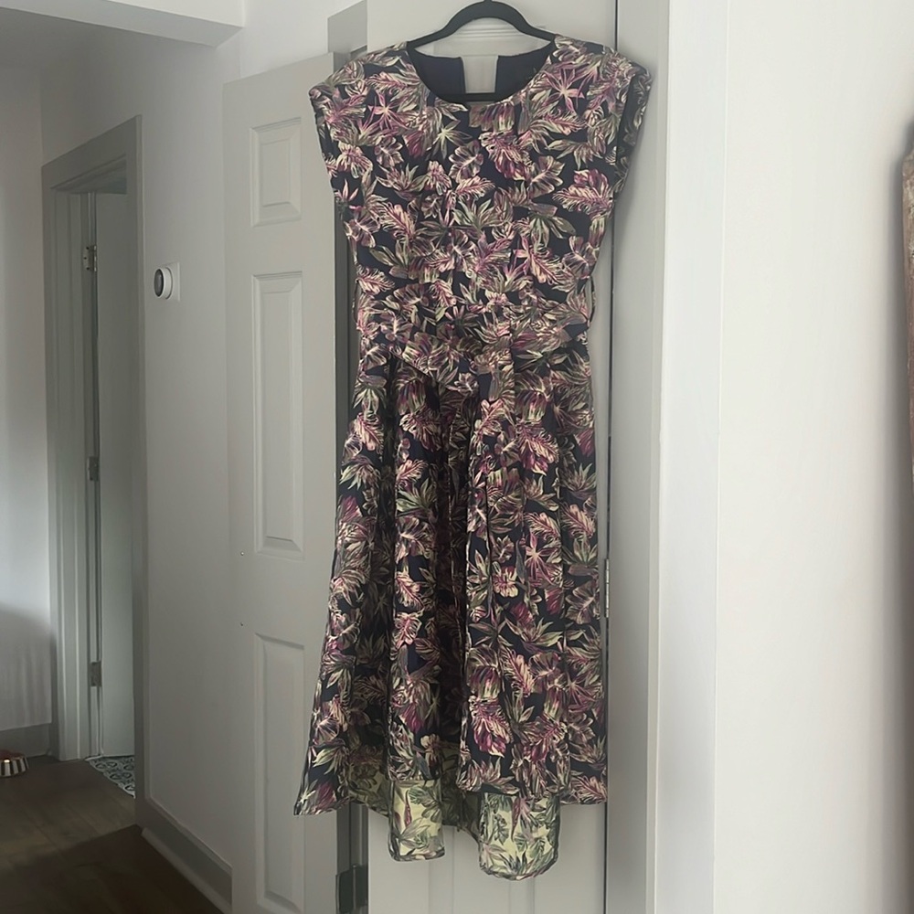 Abbey Glass Dress - OLIVIA DRESS NAVY PALM JACQUARD